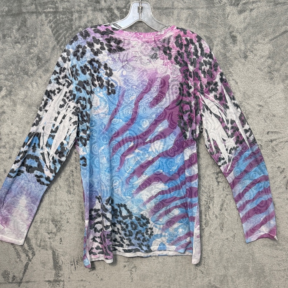 Laura Ashley Active 2XL Purple and Blue Patterned Long Sleeve Top lightweight - Picture 7 of 9